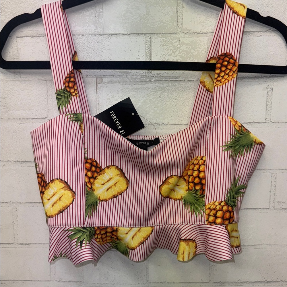 Forever 21 Red Striped Pineapple Top